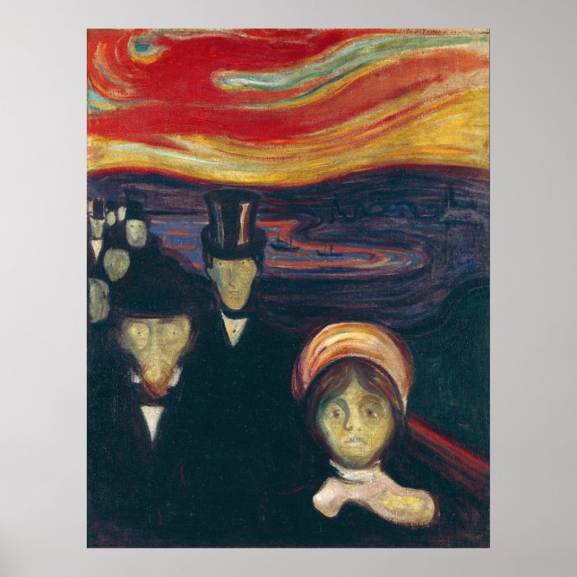 Angst von Edvard Munch - Vintage Kunst Poster (Vorne)