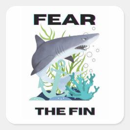 Angst vor dem Haifisch Quadratischer Aufkleber