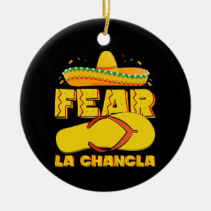 Angst vor La Chancla Lustiger Mexikanischer Cinco Keramik Ornament