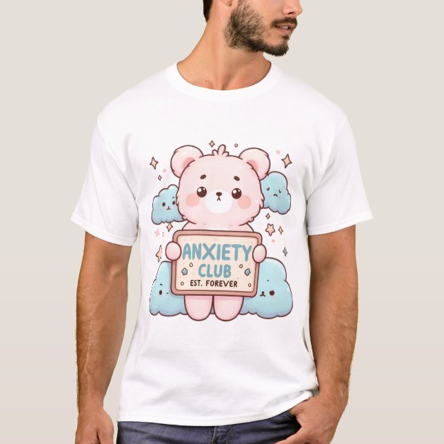 Angstclub - Niedliche Kawaii Mental Health Art T-Shirt (Vorderseite)
