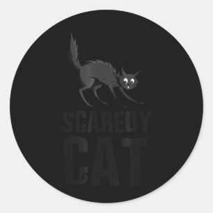 Angsthasen Halloween-Shirt mit schwarzer Katze Runder Aufkleber