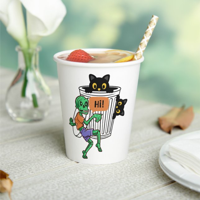 Angstkatze Halloween Pappbecher (In Situ)