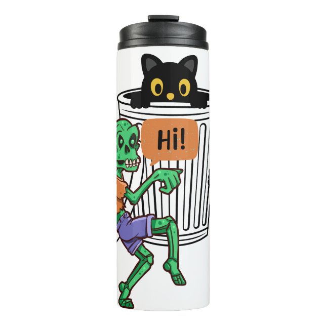 Angstkatze Halloween Thermosbecher (Vorderseite)