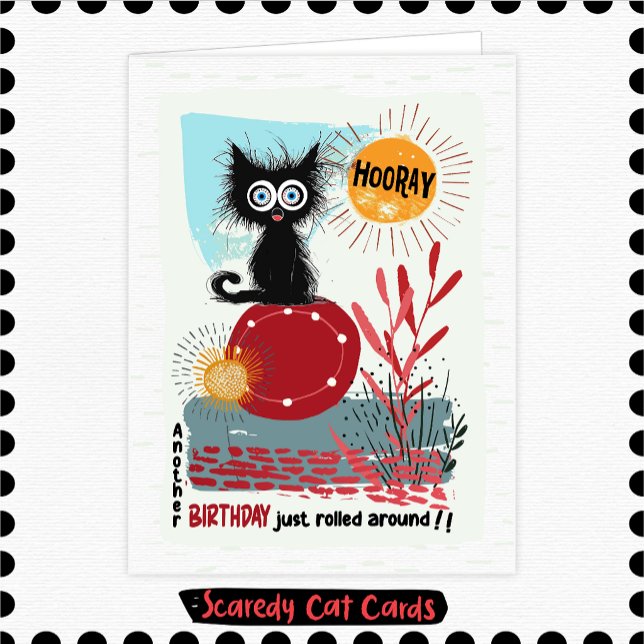 Angstkatze "Hurra" Geburtstag Karte (Von Creator hochgeladen)