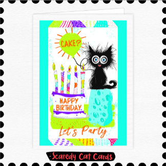 Angstkatze "Torte & Kerzen" Geburtstag Karte