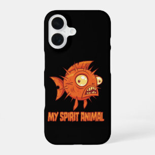 Ängstlicher Eigenartiger Kugelfisch Spirit-Tier iPhone 16 Hülle