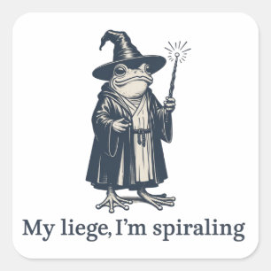 Ängstlicher Frosch-Zauberer Lustige ADHD Neurodive Quadratischer Aufkleber