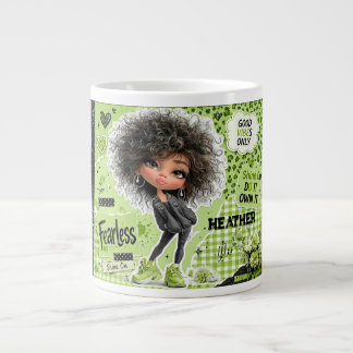 Angstloses Limettengrünes Afro-Mädchen Personalisi Jumbo-Tasse