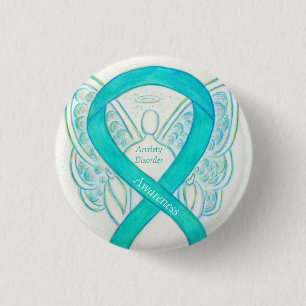 Angststörung Bewusstsein Angel Aquamarines Ribbon Button