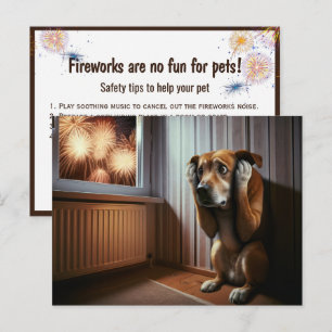 Angstvoller Hund beim Betrachten von Feuerwerk Postkarte
