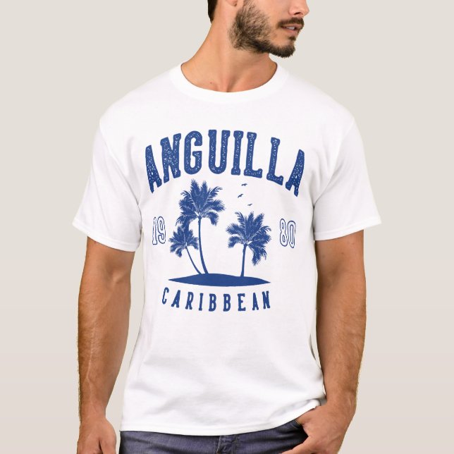 Anguilla Caribbean Palm Tree 1980 T-Shirt (Vorderseite)