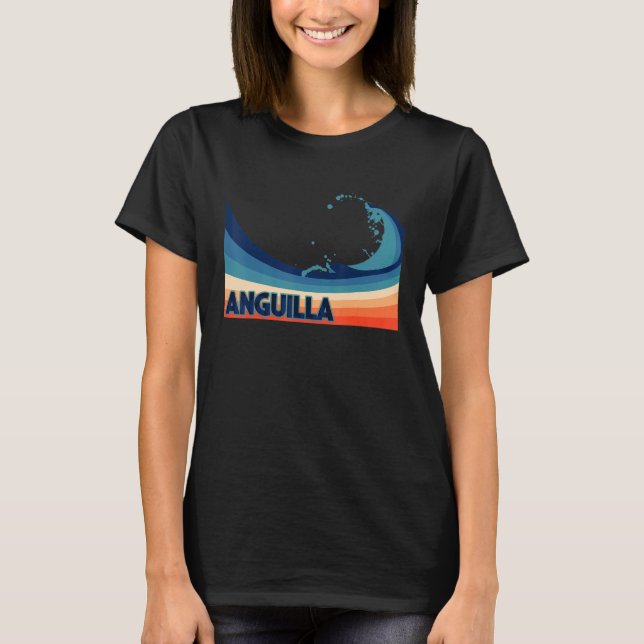 Anguilla Caribbean Retro Surf Segeln & Fischen V T-Shirt (Vorderseite)