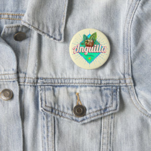 Anguilla Caribbean Retro Urlaub Vintage Insel Button