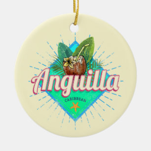 Anguilla Caribbean Retro Urlaub Vintage Insel Keramik Ornament