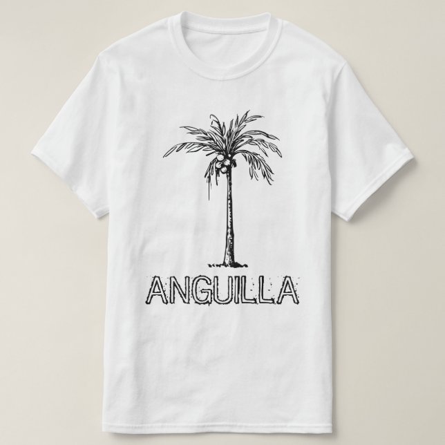 Anguilla Coconut Baum schwarz-weiß Design T-Shirt (Design vorne)