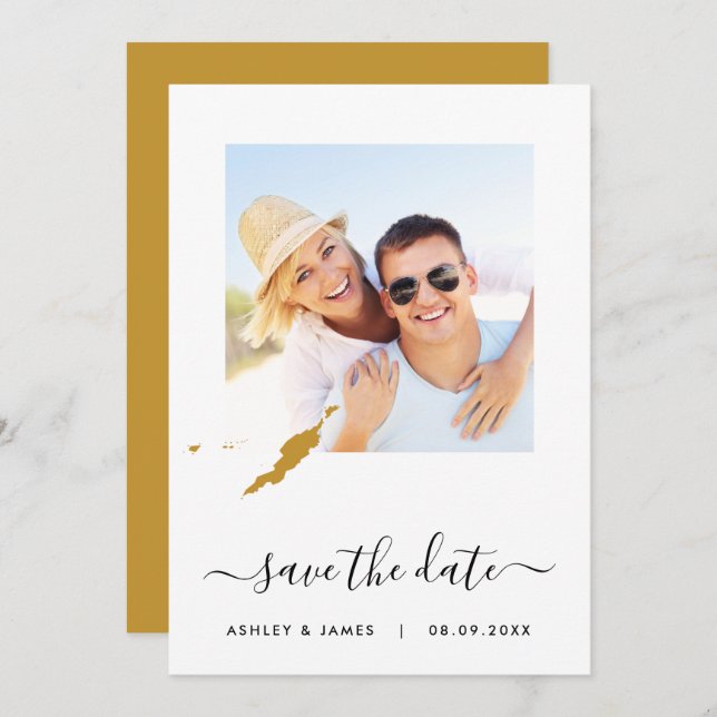 Anguilla Map Foto Wedding Save the Date Card (Vorne/Hinten)