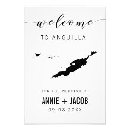Anguilla Map Wedding Welcome Sign, Fotodruck
