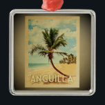 Anguilla Ornament Obelisk<br><div class="desc">Ein cooler Vintager Stil Anguilla-Ornament mit einer Palme an einem Sandstrand mit blauem Himmel und Ozean.</div>