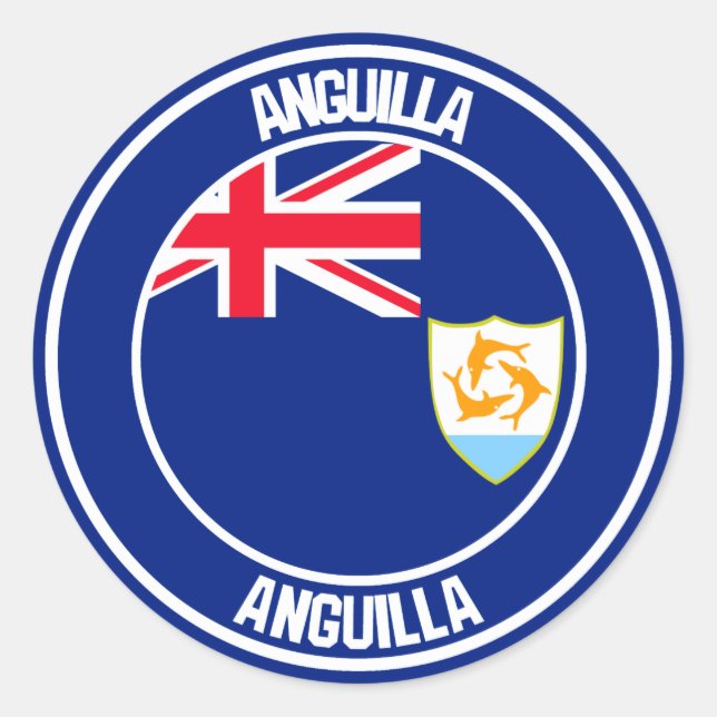 Anguilla Round Emblem Runder Aufkleber (Vorderseite)