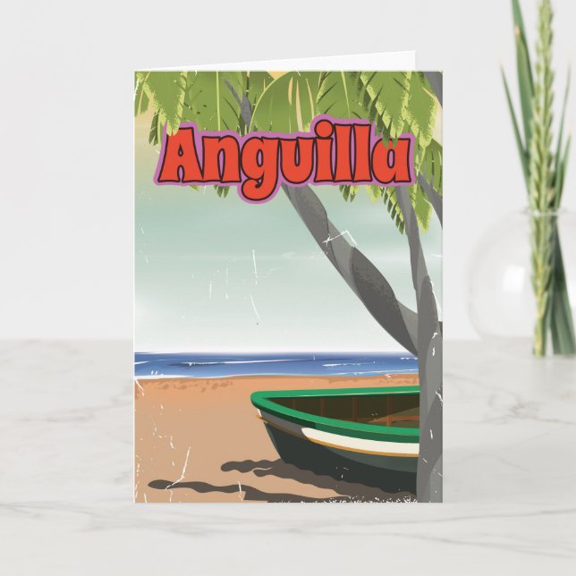 Anguilla Vintage Reiseplakat. Feiertagskarte (Vorderseite)