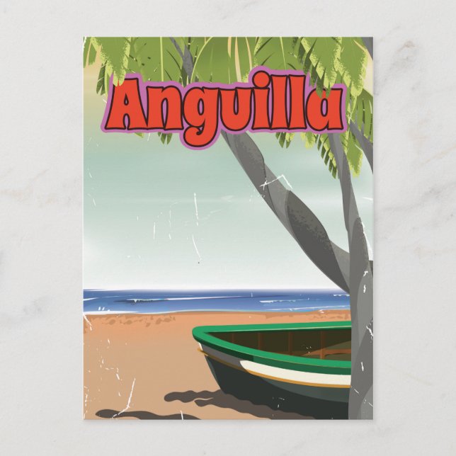 Anguilla Vintage Reiseplakat. Postkarte (Vorderseite)