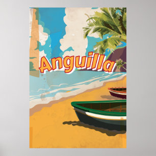Anguilla Vintager Urlaub Poster