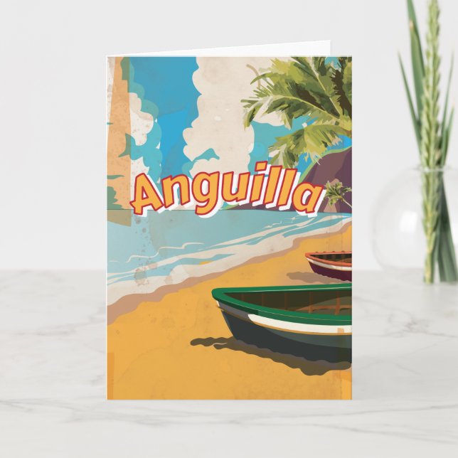 Anguilla Vintager Urlaub Poster Feiertagskarte (Vorderseite)