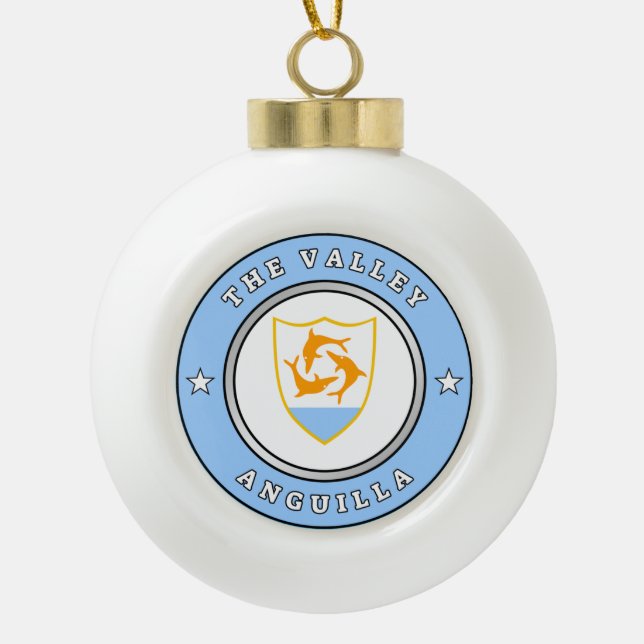 Anguilla-Wappen Keramik Kugel-Ornament (Vorderseite)
