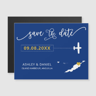 Anguilla Wedding Save the Date Card, Map Magneteinladung