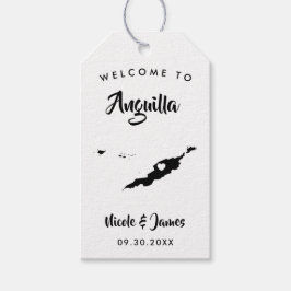 Anguilla Wedding Welcome Bag Tags, Inselkarte Geschenkanhänger