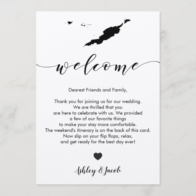 Anguilla Wedding Welcome Letter & Itinerary Card Programm (Vorderseite)