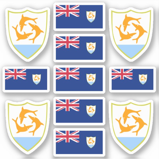 Anguillan-Staat-Symbole / Wappen und Fahne Aufkleber (Vorderseite)