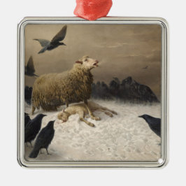 Anguisch: Schafe mit einem toten Lamm Ornament Aus Metall