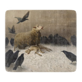 Anguisch: Schafe mit einem toten Lamm Schneidebrett