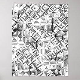 Angular Maze Grid Coloring Page Pattern Design Poster