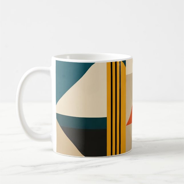 Angular Teal Orange Geometric Modernist Abstract Kaffeetasse (Links)