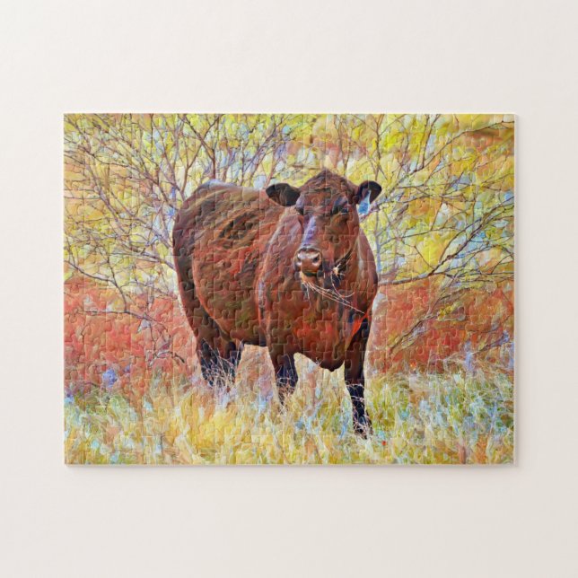 Angus Kuh Art Farm farbenfrohe Puzzle (Horizontal)