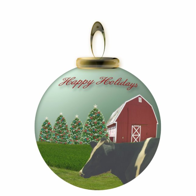 Angus-Kuh-Weihnachtsbauernhof-Verzierung Fotoskulptur Ornament (Vorne)