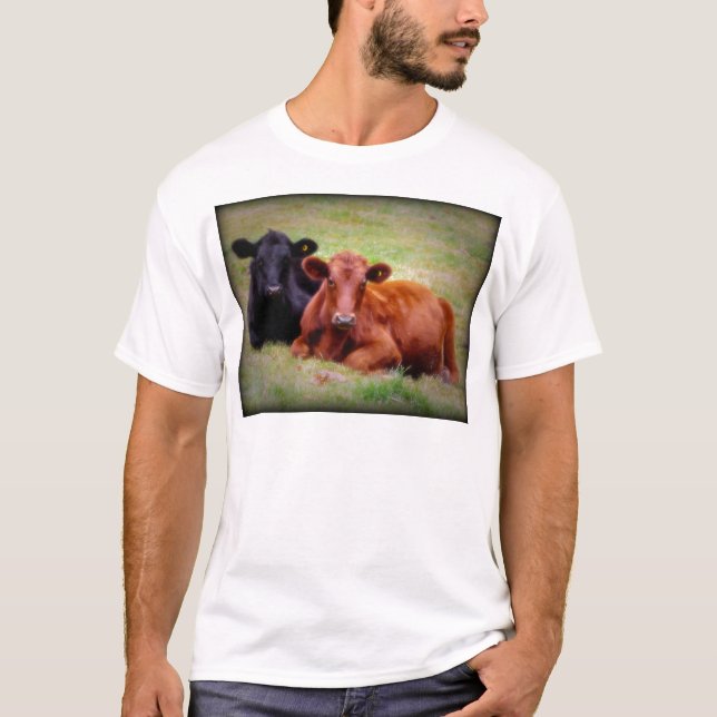 Angus-Liebe - Paar Vieh nebeneinander T-Shirt (Vorderseite)