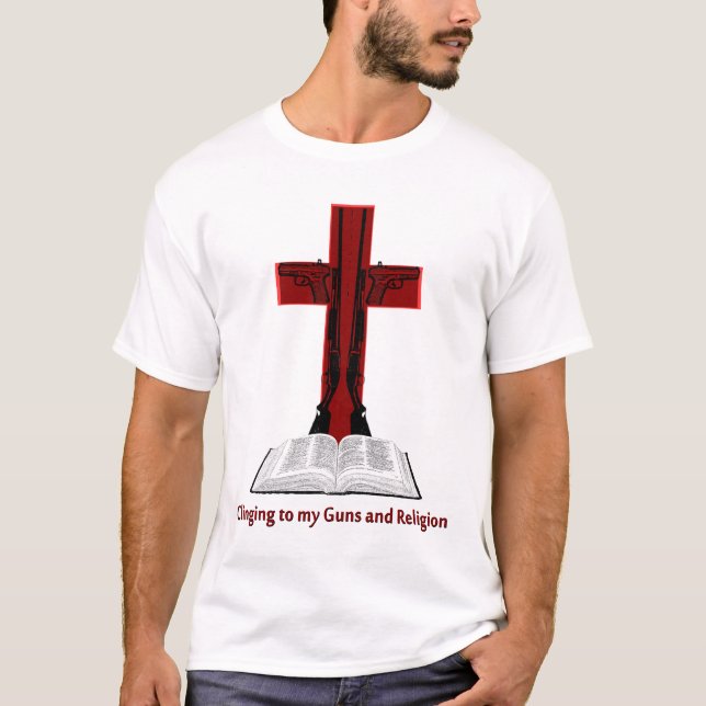 Anhaften meinen Gewehren und Religion T-Shirt (Vorderseite)