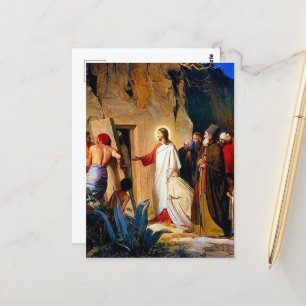 Anhebung von Lazarus, Carl Bloch, Postkarte