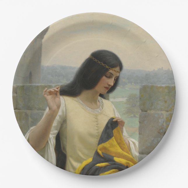 Anheften der Standardflagge (mittelalterliche Frau Pappteller (Vorderseite)