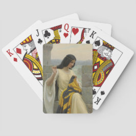 Anheften der Standardflagge (mittelalterliche Frau Spielkarten