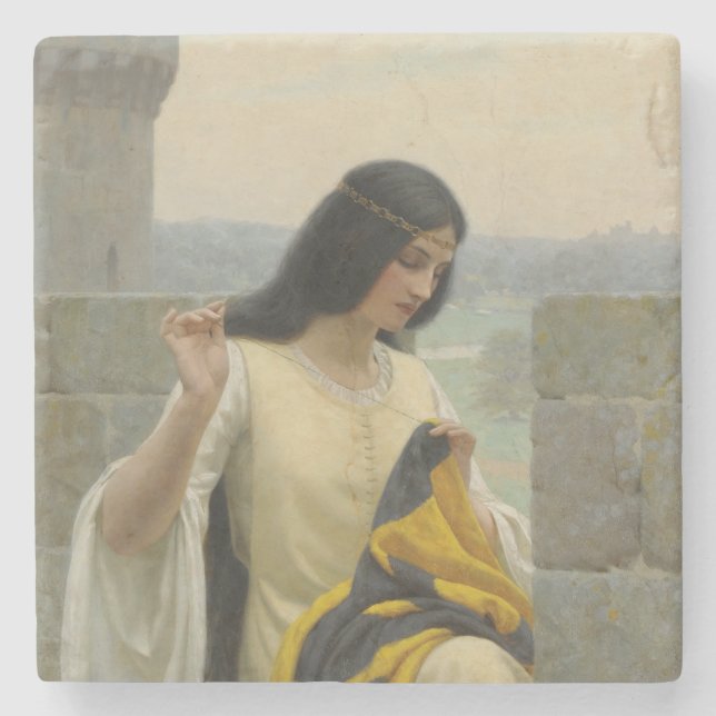 Anheften der Standardflagge (mittelalterliche Frau Steinuntersetzer (Vorderseite)