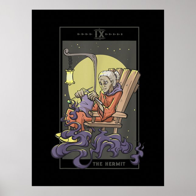 Anheften von Hermit-Tarot-Kartenquilz Poster (Vorne)