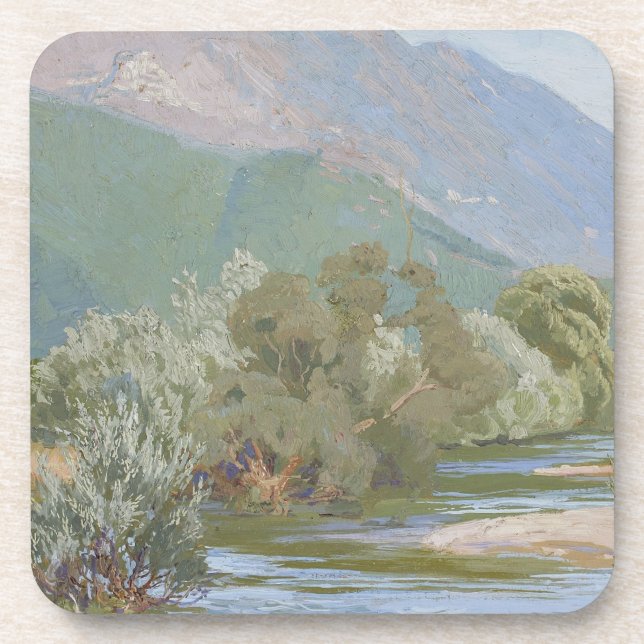 Aniene River Atemberaubende Jugendstil-Landschaft Getränkeuntersetzer (Vorderseite)