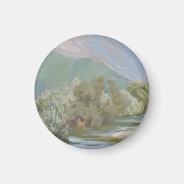 Aniene River Atemberaubende Jugendstil-Landschaft Magnet (Vorne)