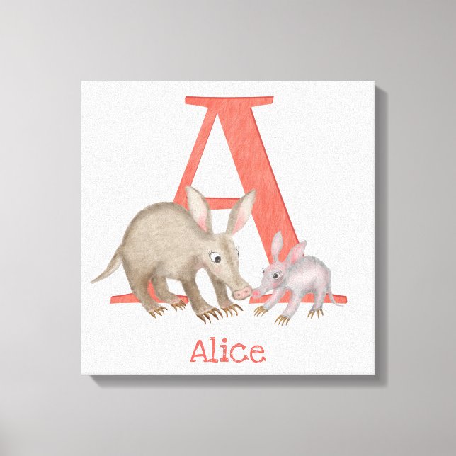 Animal ABC A is for aardvark canvas print Leinwanddruck (Vorderseite)