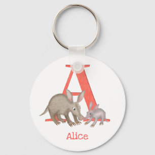 Animal ABC A is for aardvark key ring Schlüsselanhänger