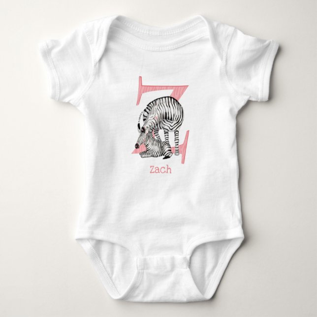 Animal ABC Z ist ein Baby-Bodysuit für Zebra Baby Strampler (Vorderseite)